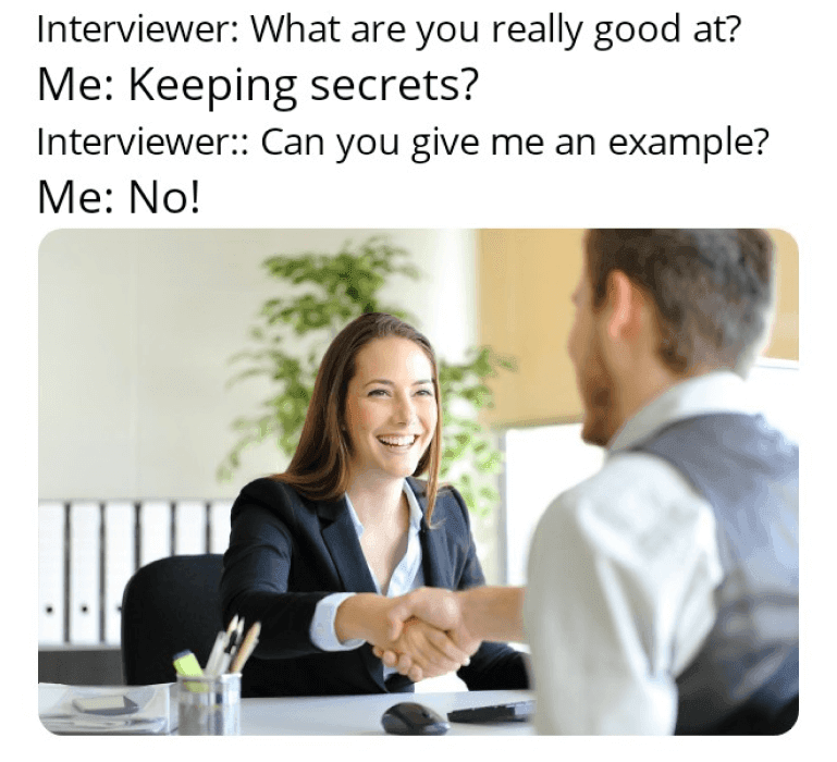 Recruiting meme - keeping secrets