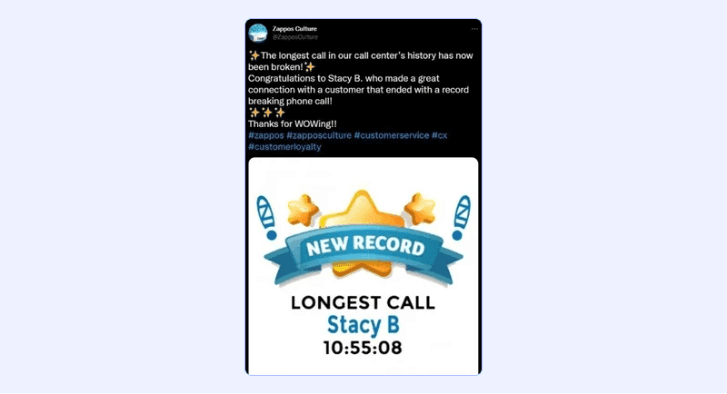 Zappos recognizing employee achievements as part of employer branding
