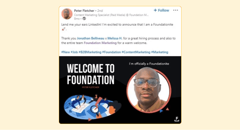 Foundation using employee social proof to enhance employer branding