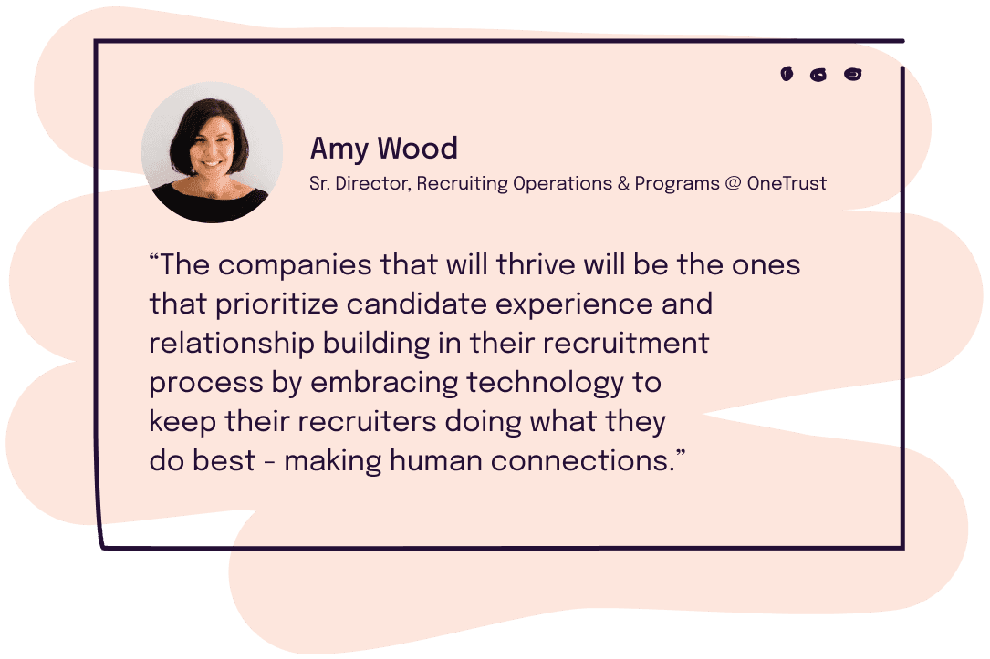 Quote from Amy Wood, Sr. Director of Recruiting Operations at Onetrust